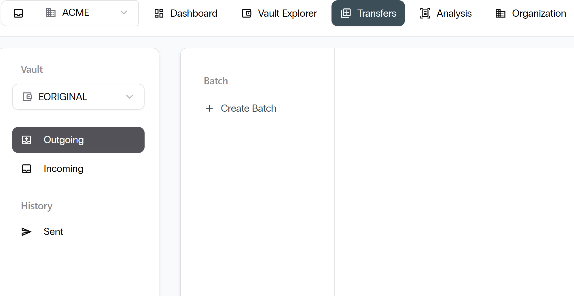 Transfers workspace