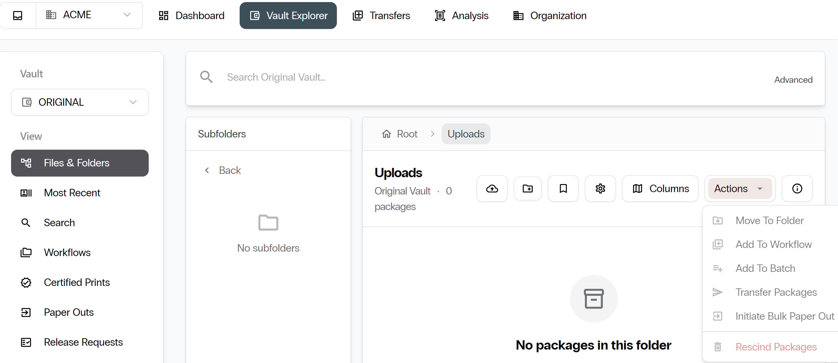 Upload Actions